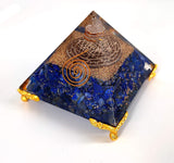 White Whale Amazonite Orgone Pyramid Energy Generator Reiki Healing Crystal Chakra With Gold Stand Feng Shui Pyramid