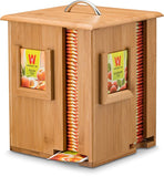 White Whale Tea Box Storage Organizer, 4 Compartment Wooden Teabag Holder Made of 100% Wooden  - Perfect Gift Idea.