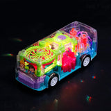 White Whale Musical Toy Battery Operated Transparent Gear Bus with 3D Light & Sound Effects 360 Degree Rotating for Boys Girls Kids (Multicolor) Pack of 1