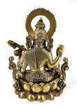 White whale Maa Saraswati Brass Statue Religious Goddess Sculpture Idol - Large