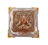 White Whale Shankh Orgone Pyramid Energy Generator Reiki Healing Crystal Chakra With Gold Stand Feng Shui Pyramid