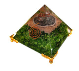 White Whale Amazonite Orgone Pyramid Energy Generator Reiki Healing Crystal Chakra With Gold Stand Feng Shui Pyramid