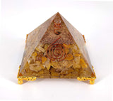 White Whale Orgone Pyramid Energy Generator Reiki Healing Crystal Chakra With Gold Stand Feng Shui Pyramid