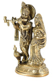 White Whale Brass Radha Krishna Idol Statue Home Decor Figurine