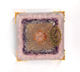 White Whale Amethyst Orgone Pyramid Energy Generator Reiki Healing Crystal Chakra With Gold Stand Feng Shui Pyramid