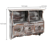 White Whale Wooden Wall-Mounted Organizer Shelf Rack/Wall Cabinet with Drawers & Metal Hooks