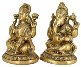 White Whale Brass Laxmi Ganesh Set Idol Showpiece - Brass Gold Finish Lakshmi Ganesha Idols Statue for Diwali Gifts Puja Home Decor Figurine