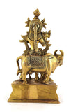 White Whale Lord Krishna With Cow Brass Statue Religious Strength God Sculpture Idol