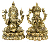 White Whale Brass Laxmi Ganesh Set Idol Showpiece - Brass Gold Finish Lakshmi Ganesha Idols Statue for Diwali Gifts Puja Home Decor Figurine