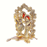 White Whale Radha Krishna Standing Playing Flute Metal Statue Gold Antique Finish for Pooja & Home,Office Decorative,Radha Krishna Murti Showpiece Figurines,Religious Idol Gift Article.