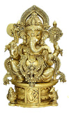 White Whale Brass Decor India Mangalkari Ganesha Statue Home Decor (25 inches)