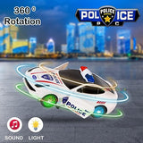 White Whale Dancing Toy Car 360 Degree Rotating Police Car with 3D Flashing Light & Sound, Bump N Go Action & Openable Door Musical Toy for 1 Year Old Kid