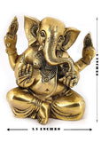 White Whale Lord Ganesha Brass Statue Religious Strength God Sculpture Idol