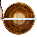 White Whale Wooden Salad Bowl - 12.5 Inch Hardwood with Servers Set Big Salad Bowl