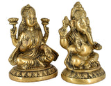 White Whale Brass Laxmi Ganesh Set Idol Showpiece - Brass Gold Finish Lakshmi Ganesha Idols Statue for Diwali Gifts Puja Home Decor Figurine