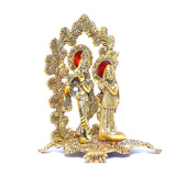 White Whale Radha Krishna Standing Playing Flute Metal Statue Gold Antique Finish for Pooja & Home,Office Decorative,Radha Krishna Murti Showpiece Figurines,Religious Idol Gift Article.