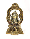 White Whale Lord Ganesha Brass Statue Religious Strength God Sculpture Idol