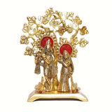 White Whale Radha Krishna Standing Playing Flute Under Tree idol Metal Statue Gold Antique Finish for Pooja & Home,Office Decorative,Radha Krishna Murti Showpiece Figurines,Religious idol Decorative Gift Article...