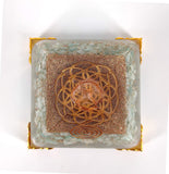 White Whale Amazonite Orgone Pyramid Energy Generator Reiki Healing Crystal Chakra With Gold Stand Feng Shui Pyramid