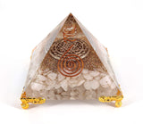 White Whale Amazonite Orgone Pyramid Energy Generator Reiki Healing Crystal Chakra With Gold Stand Feng Shui Pyramid