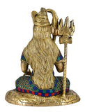 White Whale Lord Shiva Brass Statue With Multicolor Stone Work Idol Sculpture Hindu God Natraja Shiv Figurine Home Decor Showpiece Statue