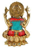 White Whale Brass Lord Ganesha Sitting On Lotus Statue Idol Home Decor Figurine (12 Inches)