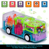 White Whale Musical Toy Battery Operated Transparent Gear Bus with 3D Light & Sound Effects 360 Degree Rotating for Boys Girls Kids (Multicolor) Pack of 1