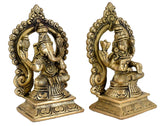 White Whale Brass Laxmi Ganesh Set Idol Showpiece - Brass Gold Finish Lakshmi Ganesha Idols Statue for Diwali Gifts Puja Home Decor Figurine