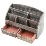 White Whale Wooden Desk Organizer, 6 Compartment 2 Drawer Supplies Rack