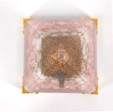 White Whale Green peridot Cross Orgone Pyramid Energy Generator Reiki Healing Crystal Chakra With Gold Stand Feng Shui Pyramid
