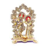 White Whale Radha Krishna Standing Playing Flute Metal Statue Gold Antique Finish for Pooja & Home,Office Decorative,Radha Krishna Murti Showpiece Figurines,Religious Idol Gift Article.