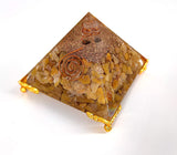 White Whale Orgone Pyramid Energy Generator Reiki Healing Crystal Chakra With Gold Stand Feng Shui Pyramid