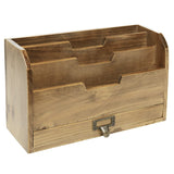 White Whale Expandable Wooden Desktop Mail Sorter with Pen & Pencil Drawer