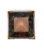 White Whale Orgone Pyramid Energy Generator Reiki Healing Crystal Chakra With Gold Stand Feng Shui Pyramid