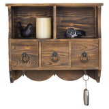 White Whale Wooden Wall-Mounted Organizer Shelf Rack/Wall Cabinet with Drawers & Metal Hooks
