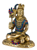 White Whale Lord Shiva Brass Statue With Multicolor Stone Work Idol Sculpture Hindu God Natraja Shiv Figurine Home Decor Showpiece Statue