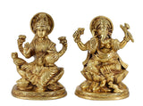 White Whale Brass Laxmi Ganesh Set Idol Showpiece - Brass Gold Finish Lakshmi Ganesha Idols Statue for Diwali Gifts Puja Home Decor Figurine