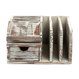 White Whale Wooden Desktop Office Organizer Sticky Note Pad Holder, Mail Sorter & Pullout Drawer
