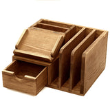 White Whale Wooden Desktop Office Organizer Sticky Note Pad Holder, Mail Sorter & Pullout Drawer