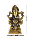 White Whale Lord Ganesha Brass Statue Religious Strength God Sculpture Idol