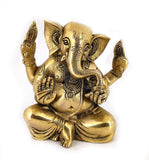 White Whale Lord Ganesha Brass Statue Religious Strength God Sculpture Idol