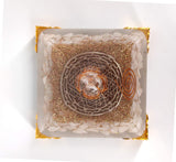 White Whale Amazonite Orgone Pyramid Energy Generator Reiki Healing Crystal Chakra With Gold Stand Feng Shui Pyramid
