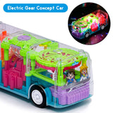 White Whale Musical Toy Battery Operated Transparent Gear Bus with 3D Light & Sound Effects 360 Degree Rotating for Boys Girls Kids (Multicolor) Pack of 1