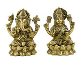 White Whale Laxmi Ganesh Set Idol Showpiece - Brass Gold Finish Lakshmi Ganesha Idols Statue for Diwali Gifts Puja