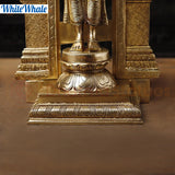 White Whale Brass Karunapara Lord Vishnu Blessing in YakshaMukha Frame with Shankhya Lamps - High Gold Finish