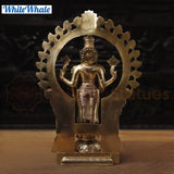 White Whale Brass Karunapara Lord Vishnu Blessing in YakshaMukha Frame with Shankhya Lamps - High Gold Finish