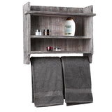 White Whale Wooden Bathroom Organizer Rack with 3 Shelves and Hanging Towel Bar