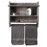 White Whale Wooden Bathroom Organizer Rack with 3 Shelves and Hanging Towel Bar