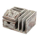 White Whale Wooden Desktop Office Organizer Sticky Note Pad Holder, Mail Sorter & Pullout Drawer