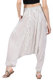 Whitewhale Mens Rayon Stripe Harem Pants Pockets Yoga Trousers Hippie